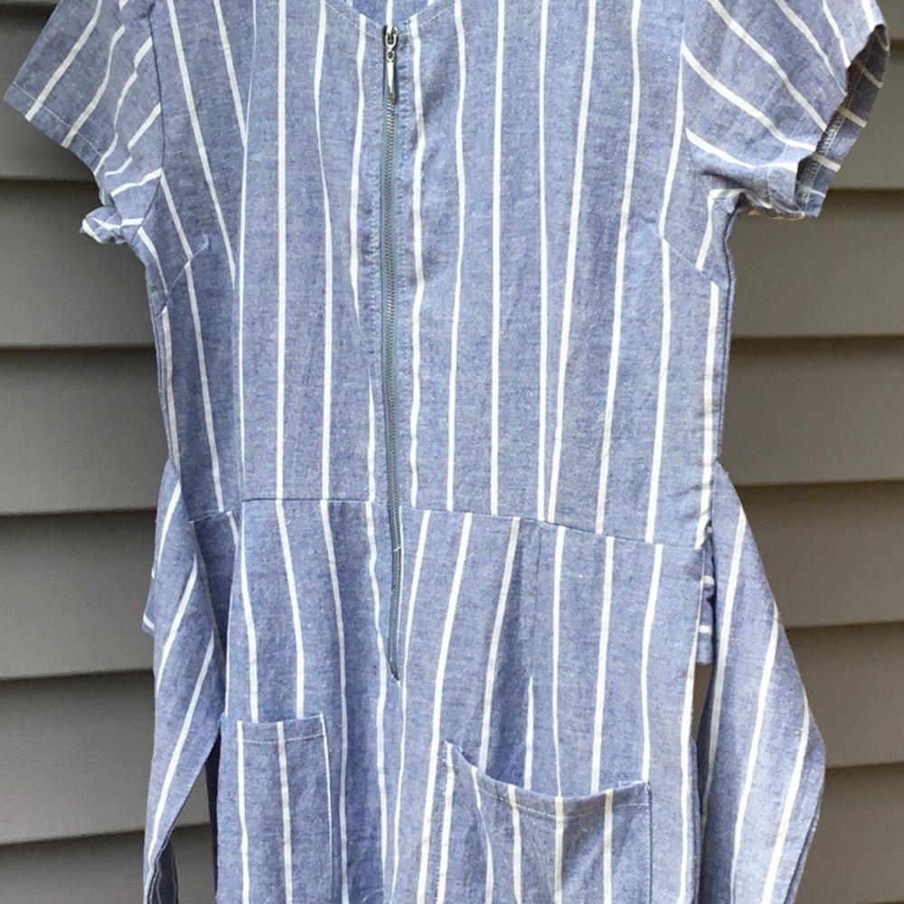 Coastal chic Size M Jumpsuit blue and white Striped Cottagecore Cropped - Picture 9 of 12